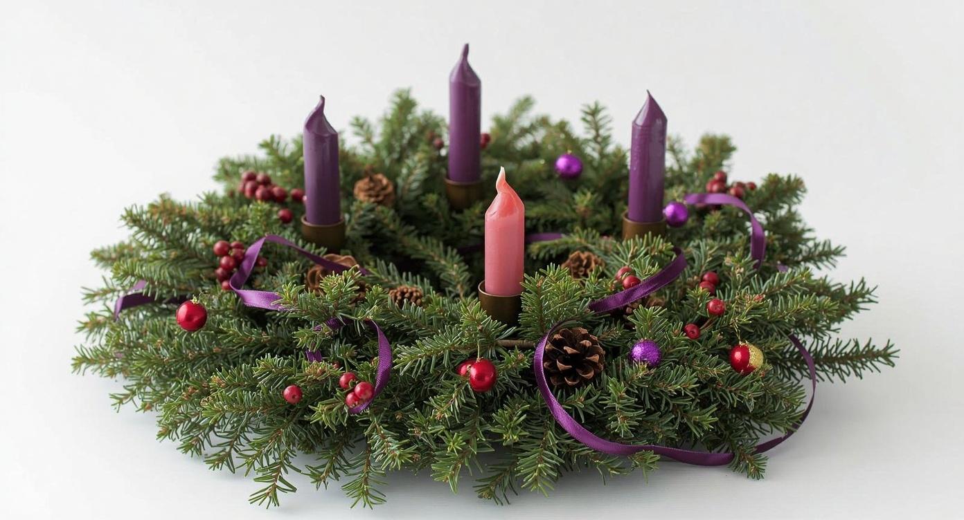 DIY Christmas Advent Wreath - Medium Christmas craft tutorial taking 50 minutes