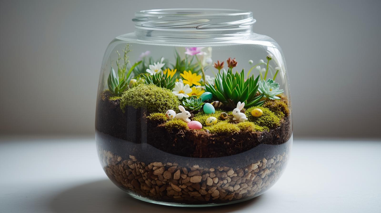 Easter Garden Terrarium - Hard Easter craft tutorial taking 90 minutes