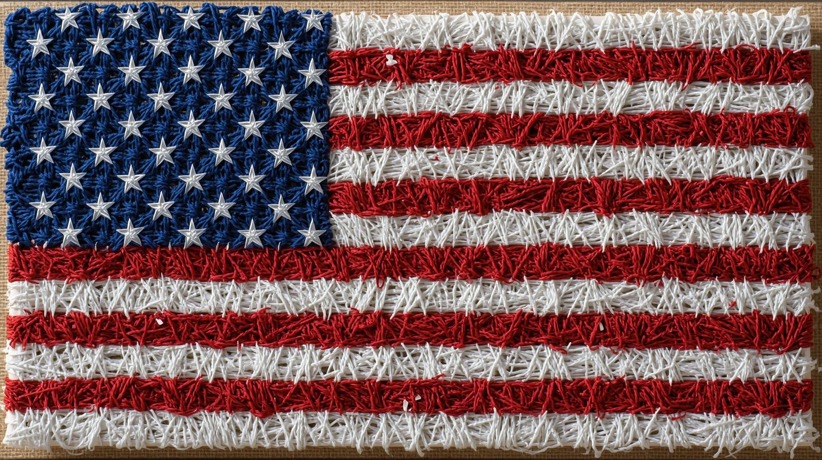 American Flag String Art - Hard 4th of July craft tutorial taking 100 minutes