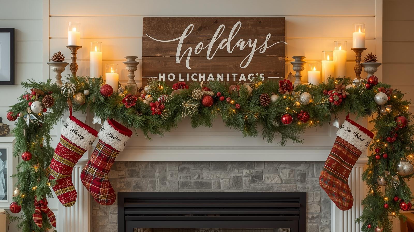 Festive Christmas Mantel Decor - Medium Christmas craft tutorial taking 60 minutes