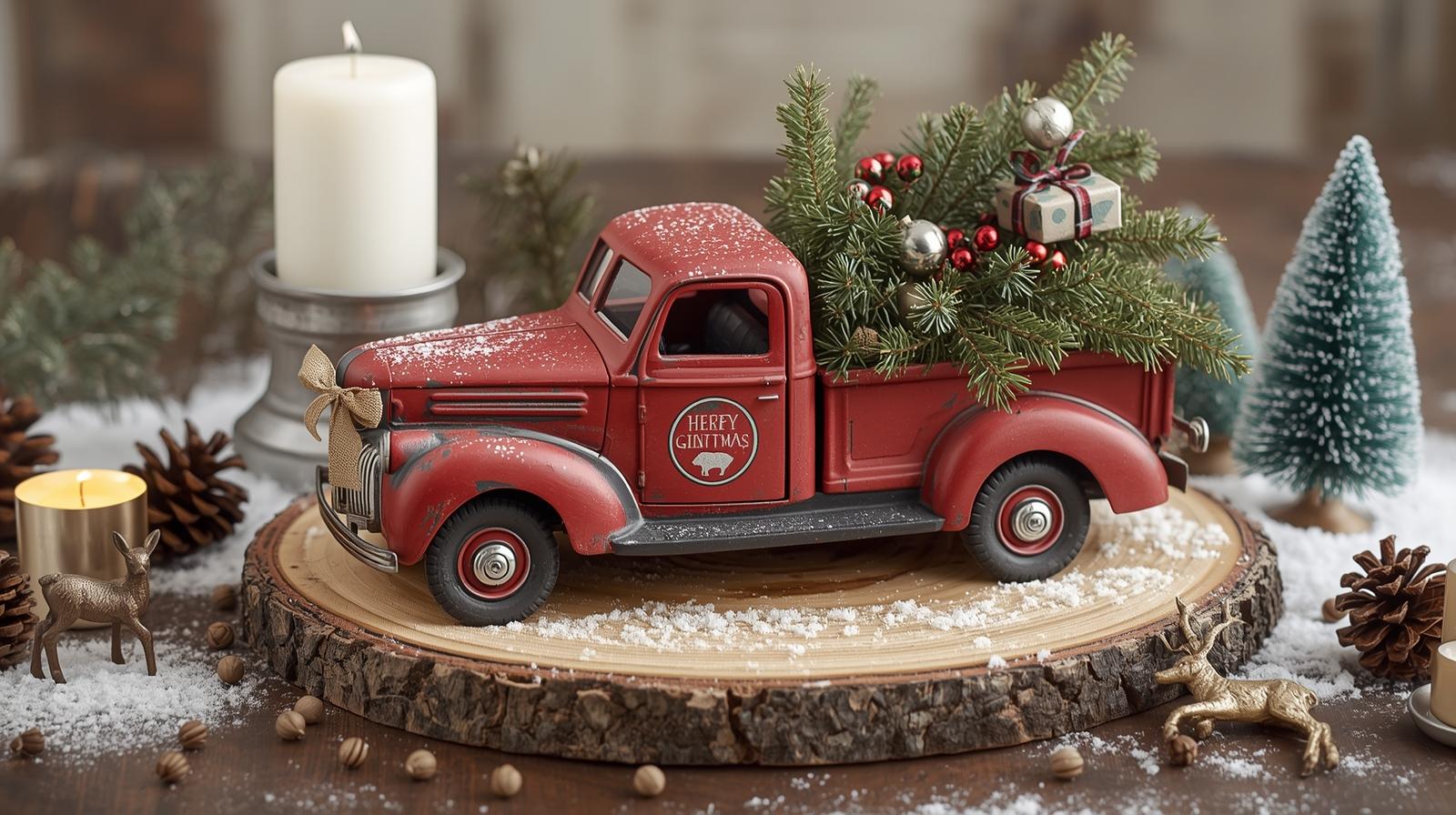 Vintage Truck Christmas Centerpiece - Easy Christmas craft tutorial taking 20 minutes