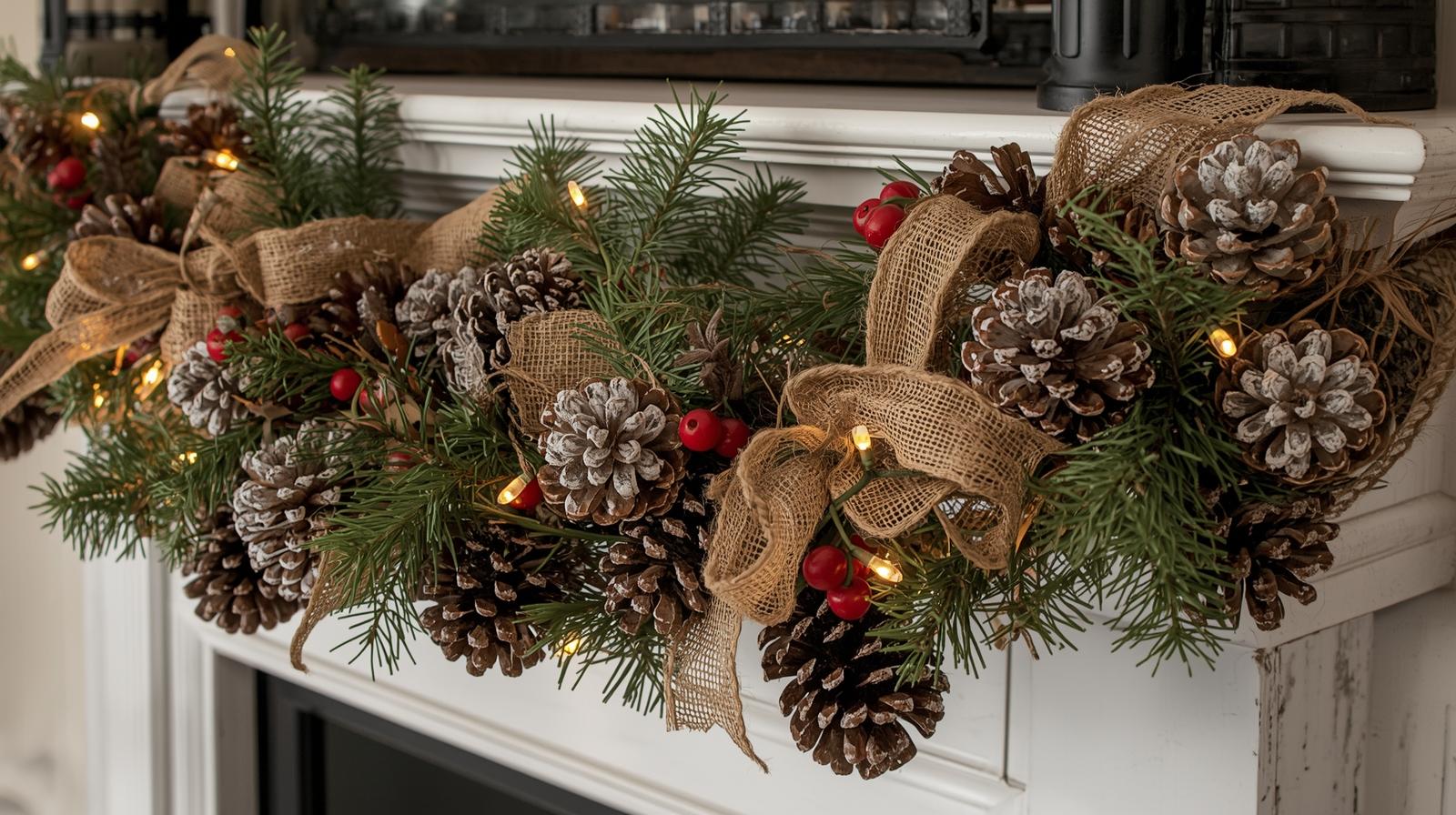 Frosted Pinecone Garland - Easy Christmas craft tutorial taking 60 minutes