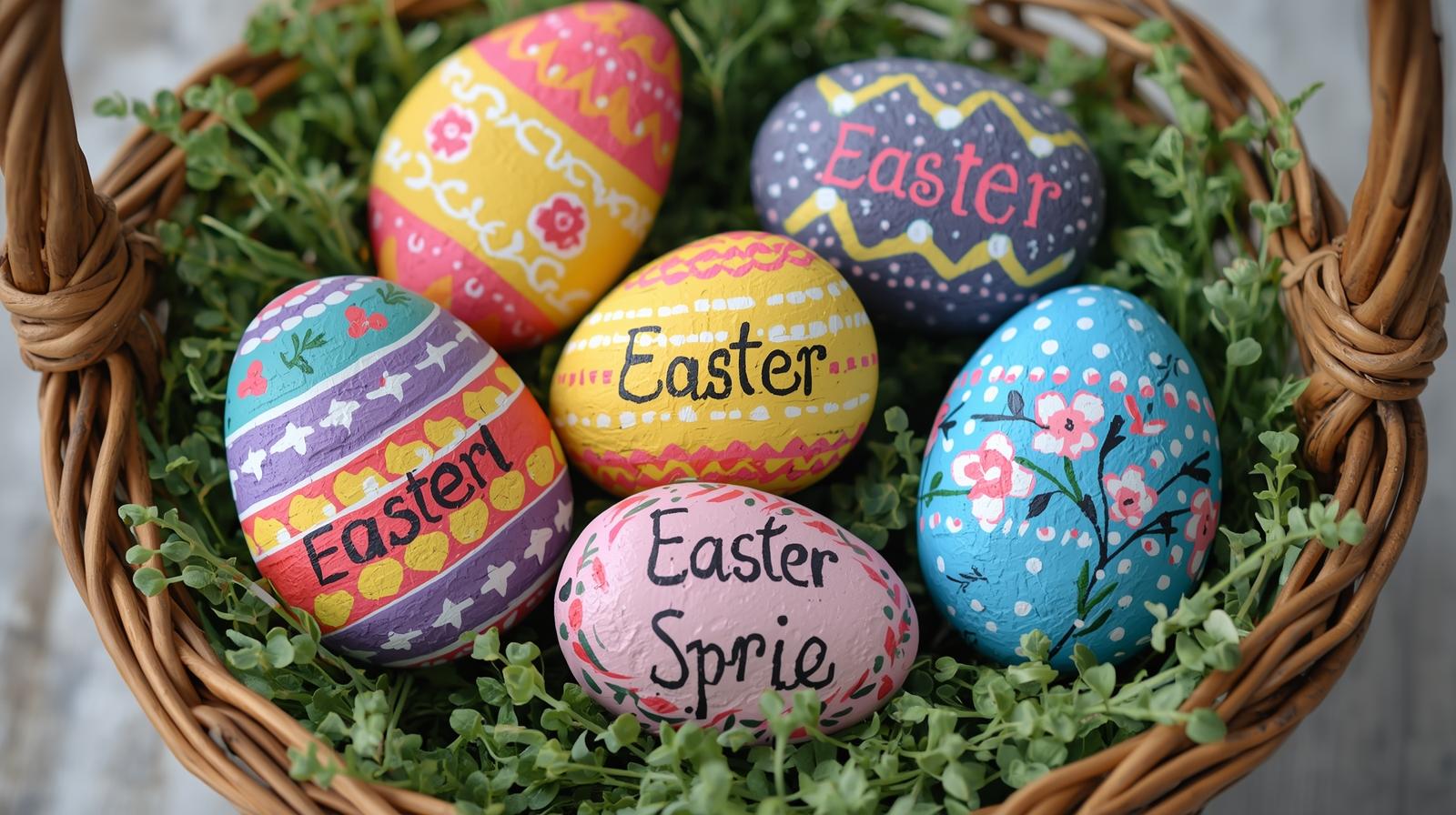 Painted Rock Easter Eggs - Easy Easter craft tutorial taking 40 minutes