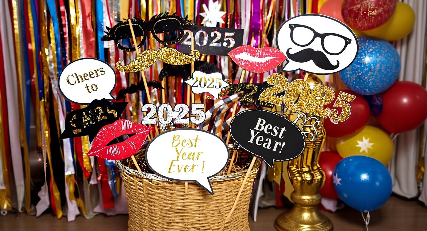 New Year's Eve Photo Booth Props - Easy New Year's Eve craft tutorial taking 60 minutes