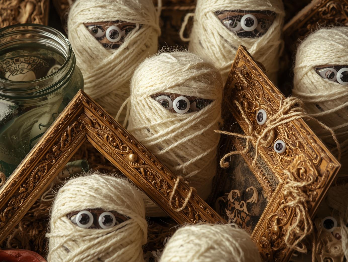 Yarn-Wrapped Halloween Mummies - Medium Halloween craft tutorial taking 60 minutes