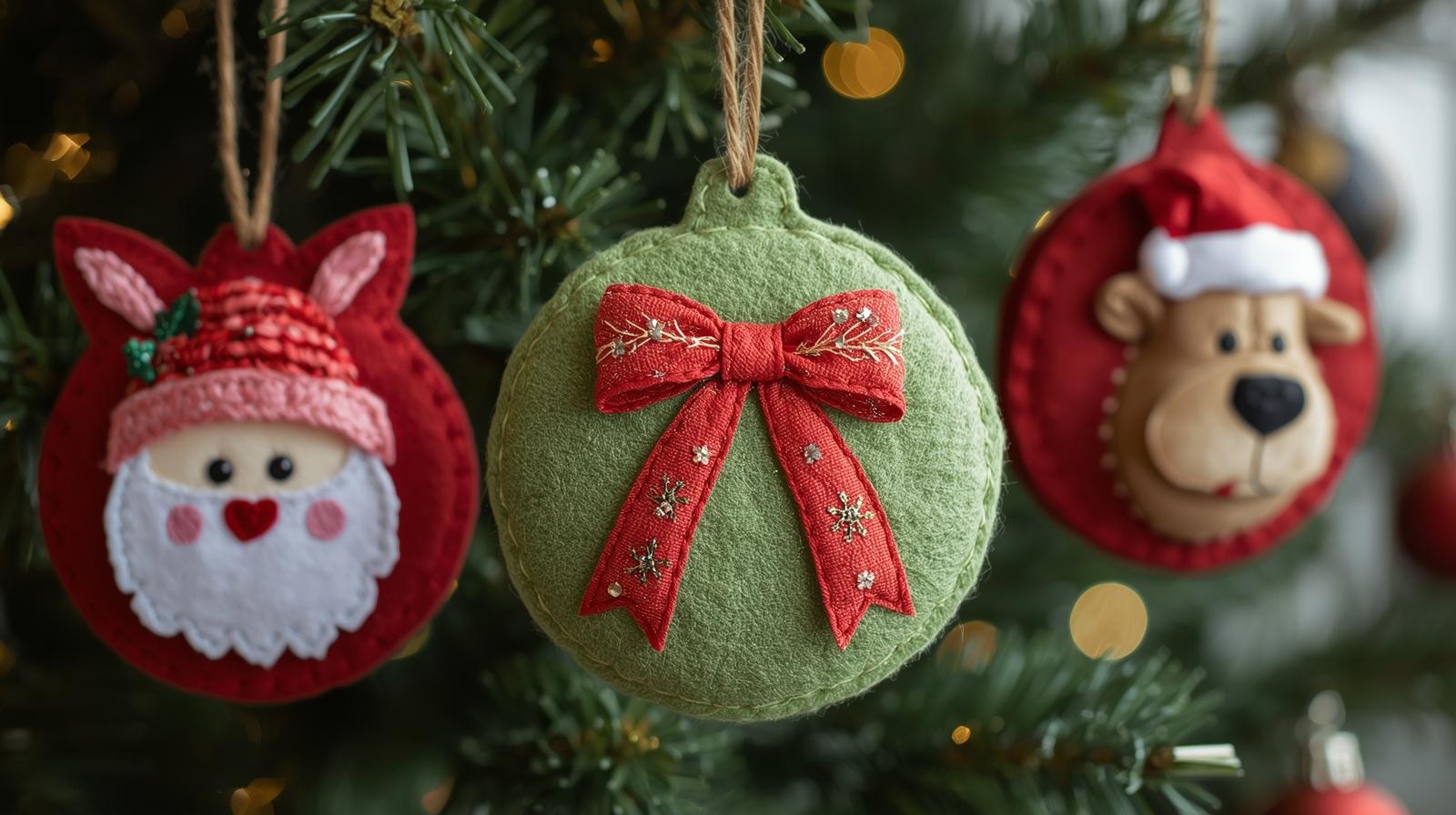 Hand-Stitched Christmas Felt Ornaments - Medium Christmas craft tutorial taking 70 minutes