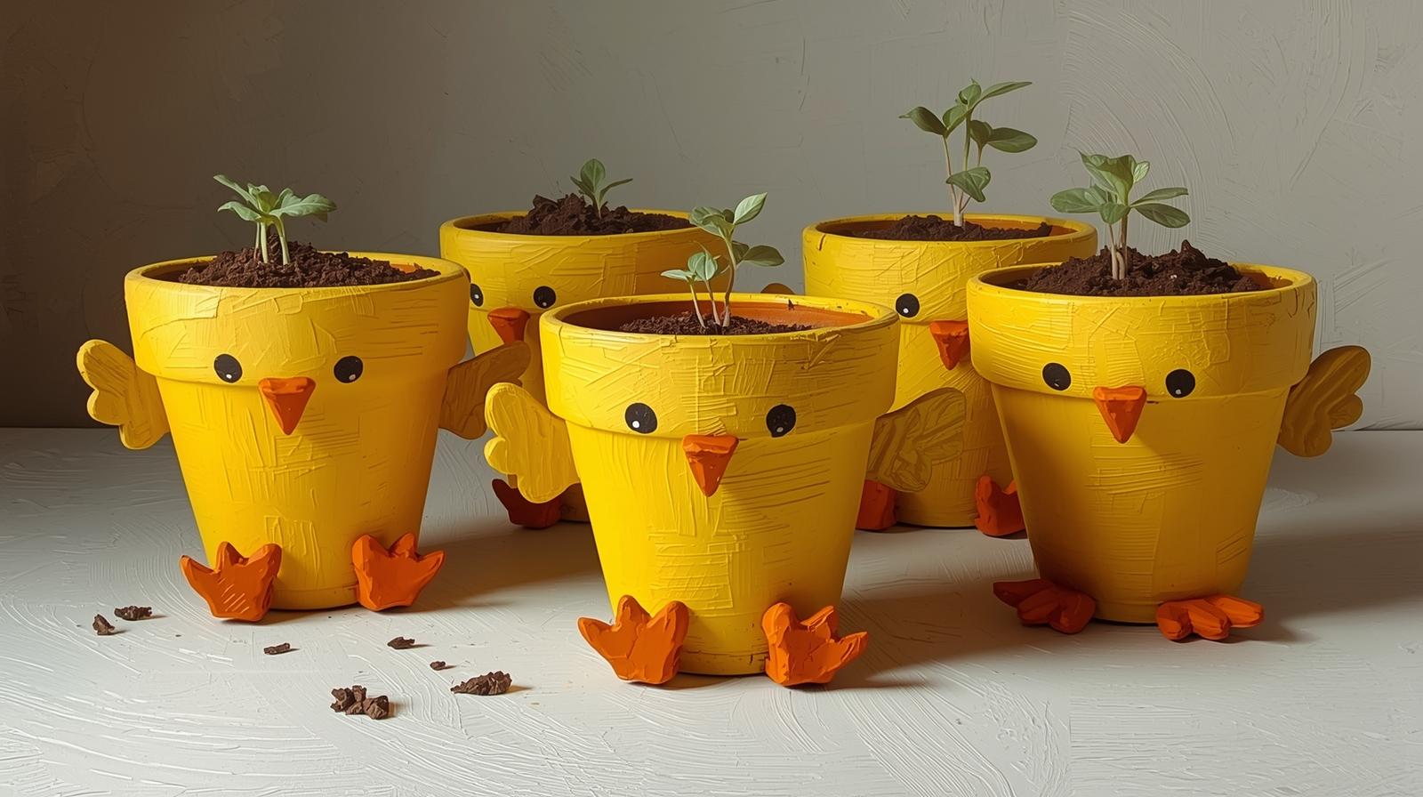 Easter Chick Planters - Medium Easter craft tutorial taking 55 minutes