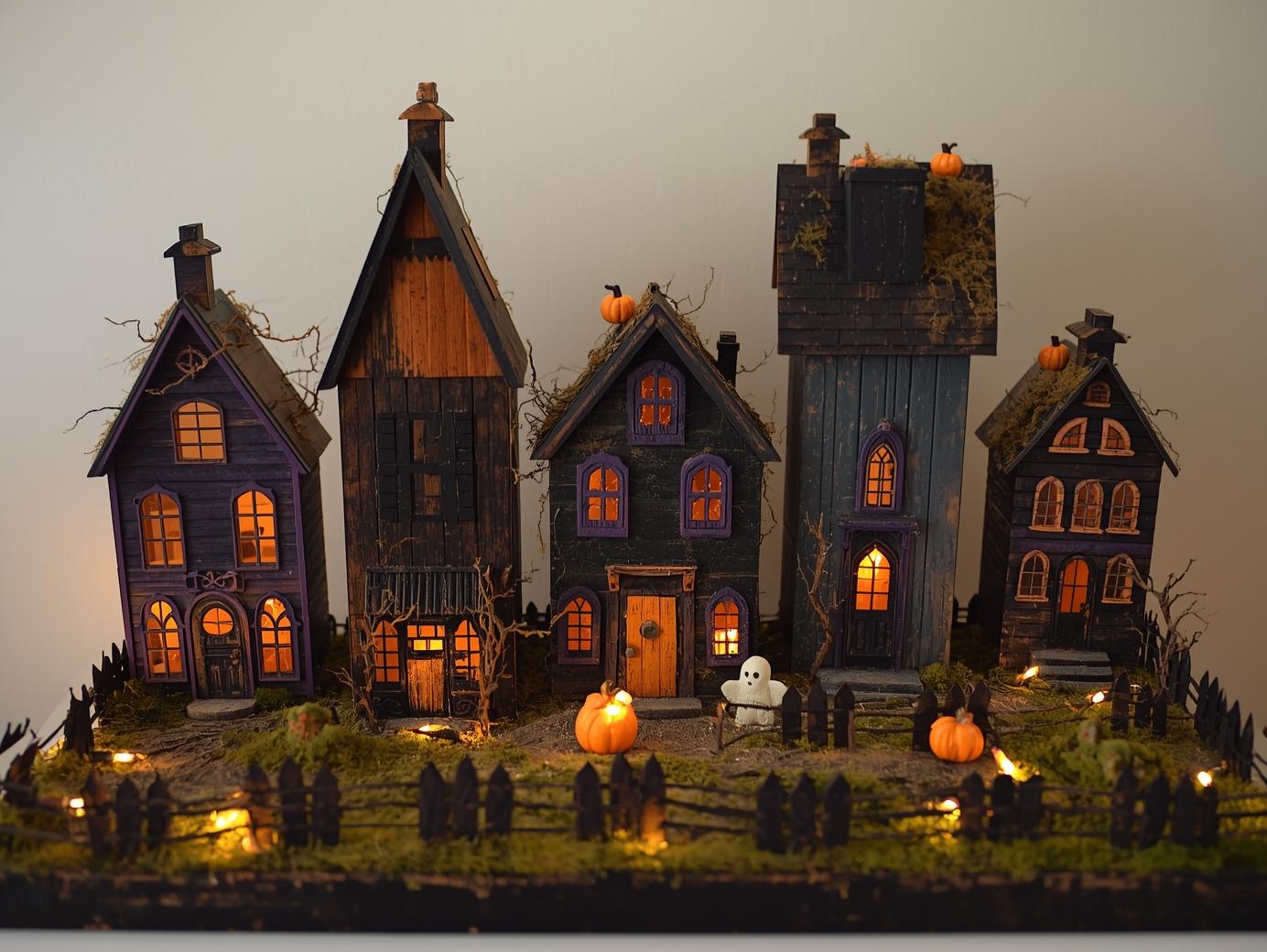 Halloween Miniature Village - Hard Halloween craft tutorial taking 60 minutes