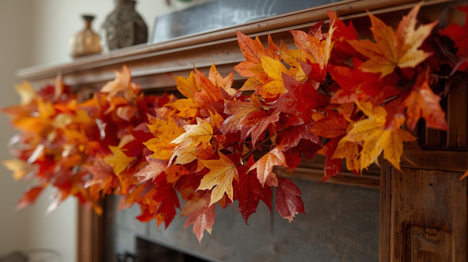 Autumn Leaf Garland Decoration - Easy Thanksgiving craft tutorial taking 60 minutes