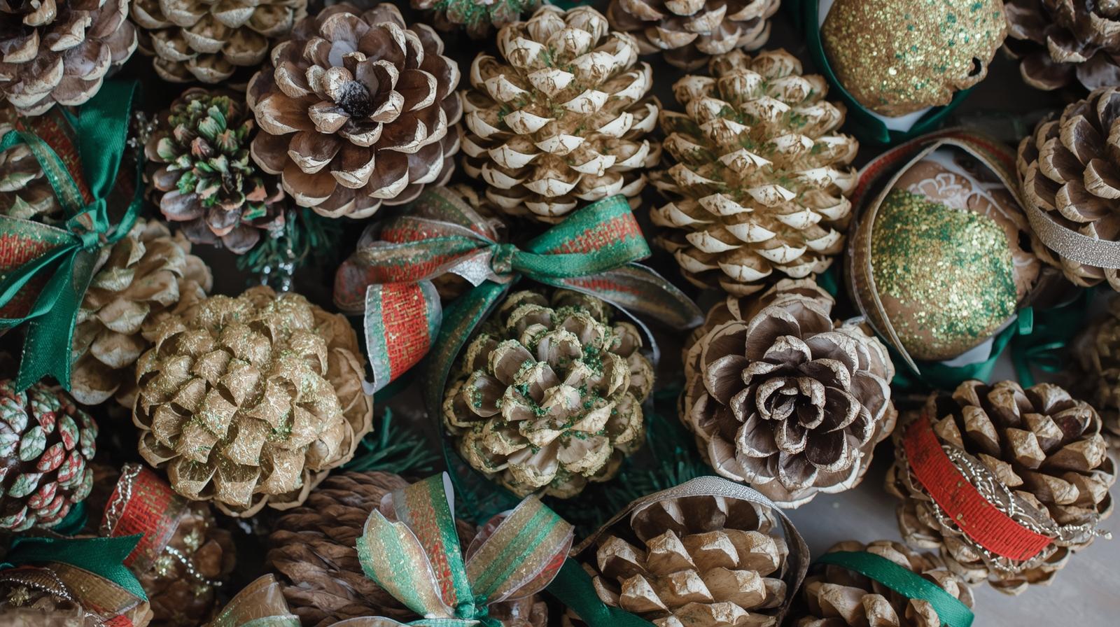 Christmas Pinecone Decorations - Easy Christmas craft tutorial taking 45 minutes