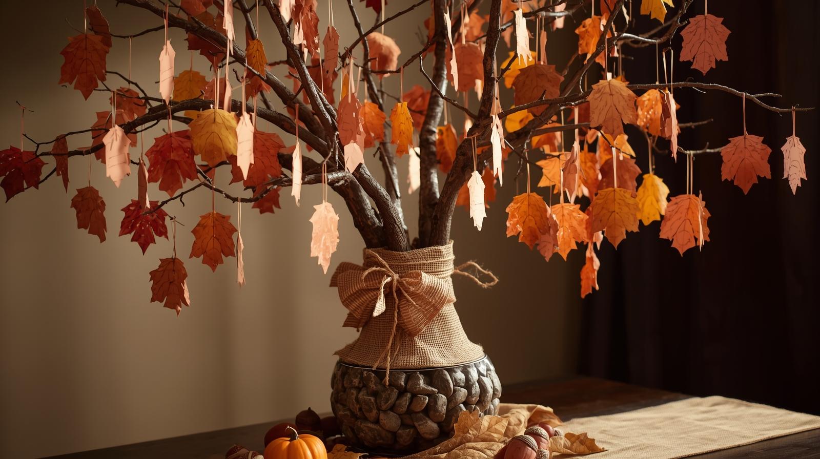 DIY Gratitude Tree for Thanksgiving - Medium Thanksgiving craft tutorial taking 90 minutes
