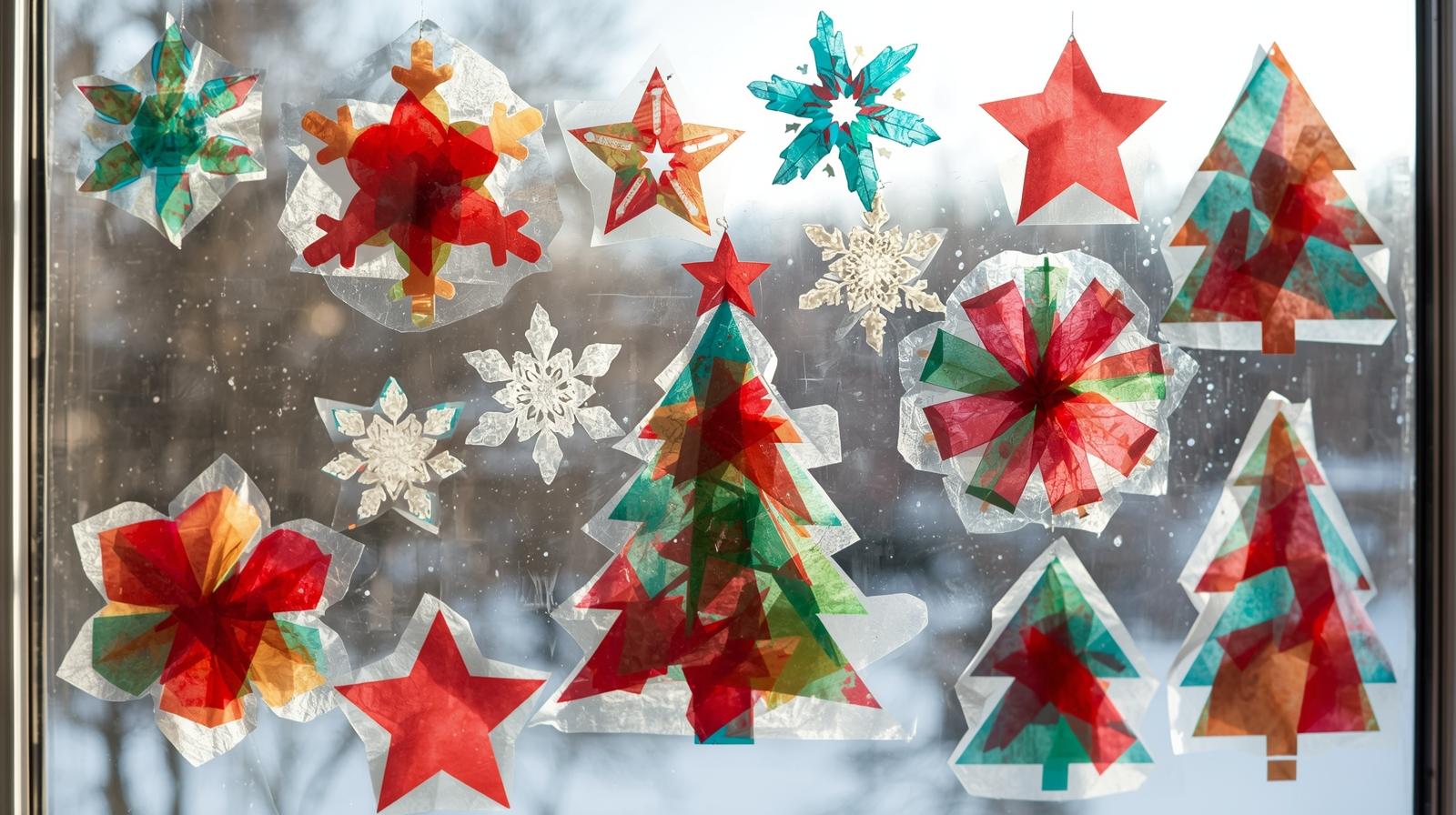 DIY Christmas Window Clings - Easy Christmas craft tutorial taking 35 minutes