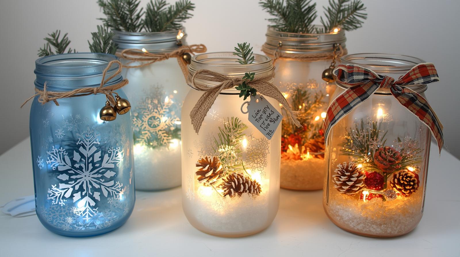 Twinkle Light Mason Jar Luminaries - Easy Christmas craft tutorial taking 25 minutes