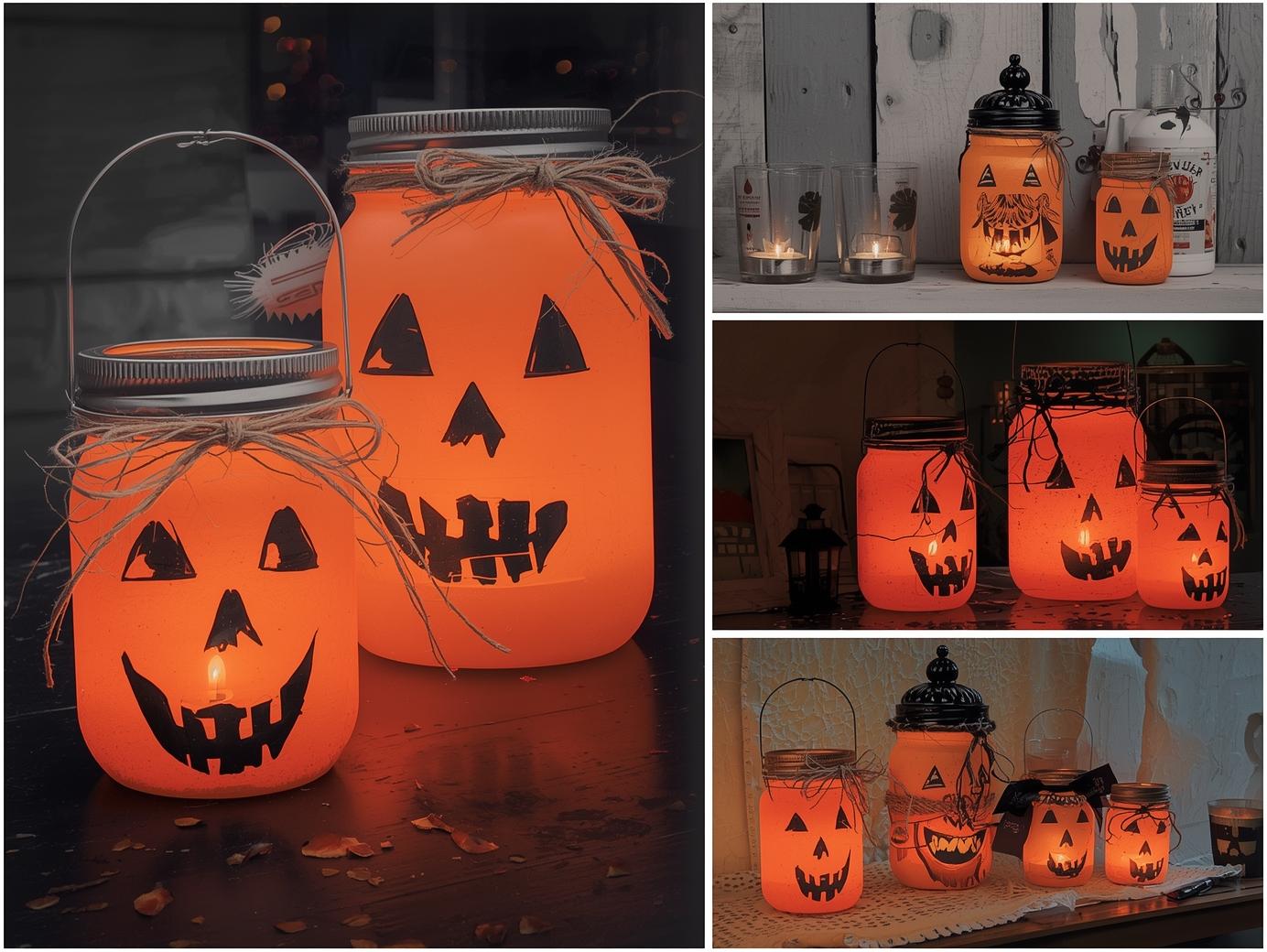Mason Jar Halloween Lanterns - Easy Halloween craft tutorial taking 60 minutes
